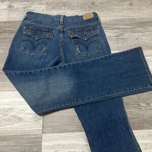 Levis‎ 515 Faded Blue Womens 6 M Gold Studs Flap Pockets Mid Rise Bootcut Jeans